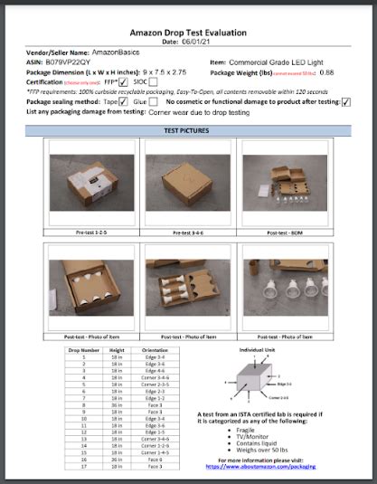 amazon packaging drop test